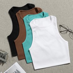Трикотажная спортивная майка 4шт Shein