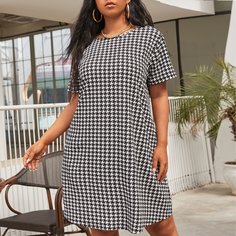 Платье размера плюс с принтом "хаундстут Shein