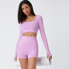 Одноцветный Спортивный комплектный костюм Shein