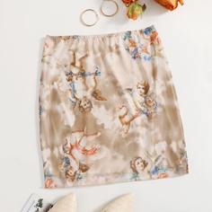 Цветочный Повседневный Юбки Shein