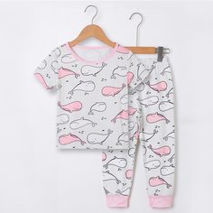 Контрастная отделка Мультяшный принт милый Домашняя одежда для девочек Shein