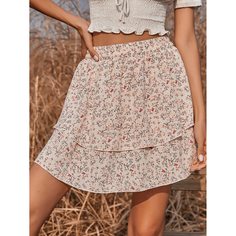 Юбка с эластичной талией и цветочным принтом Shein