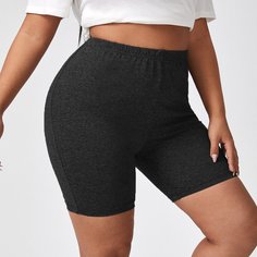 Однотонные байкерские шорты размера плюс Shein