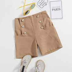 Двубортные шорты для девочек Shein