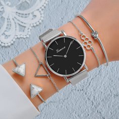 1шт круглые стрелочные кварцевые часы и 4шт браслет Shein