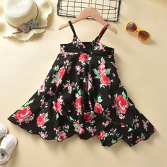 Платье на бретельках с цветочным принтом для девочек Shein