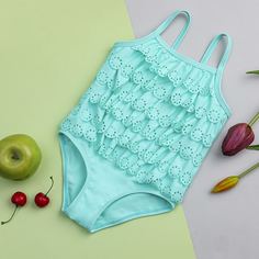 Слитный купальник для девочек Shein