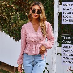 Блузка в горошек с узлом Shein