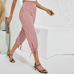 Брюки с узлом в клетку Shein