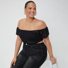 Топ размера плюс с открытыми плечами Shein