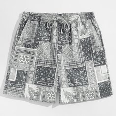 Мужские шорты на кулиске с графическим принтом Shein