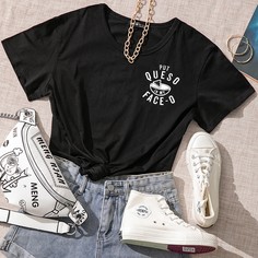 Футболка с текстовым принтом Shein