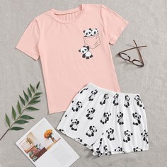 Мультяшный принт милый Пижама Shein