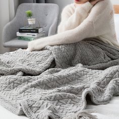Вязаное одеяло с бахромой Shein