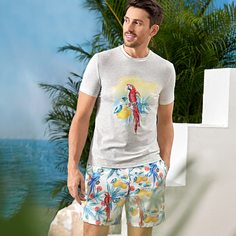 Мужские шорты и футболка с оригинальным принтом Shein