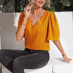 Топ с принтом сердечка и фестончатым краем Shein