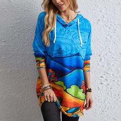 на кулиске Пейзажный принт Повседневный Свитшоты Shein
