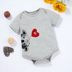 Детское боди-унисекс с принтом сердечка и медведя Shein