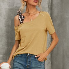 Футболка с асимметричным воротником Shein