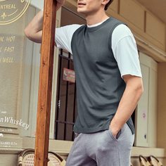 Мужской однотонный жилет Shein
