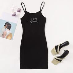 графический принт Повседневный Платье Shein