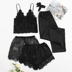узел Одноцветный Минимализм Комплект пижамы Shein