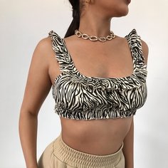 Короткий топ в полоску зебры Shein