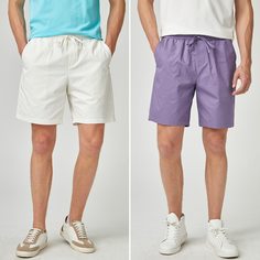 Мужские однотонные шорты на кулиске с карманом Shein