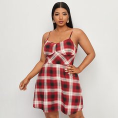 Клетчатый Повседневный Платья размер плюс Shein