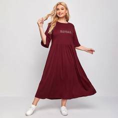 буква Повседневный Платья размер плюс Shein