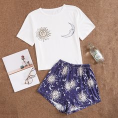 графический принт милый Пижама Shein