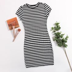 Полосатый Повседневный Платье Shein