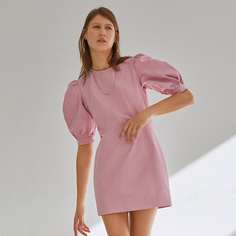 Однотонное платье с пышными рукавами Shein