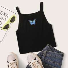 Короткий топ с принтом бабочки Shein