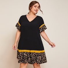 Платье размера плюс с леопардовым принтом Shein