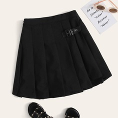 Плиссированная юбка с пряжкой для девочек Shein
