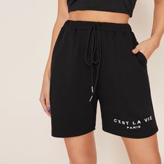 Шорты с текстовым принтом Shein