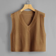Однотонный жилет-свитер с v-образным воротником Shein