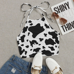 Топ-халтер размера плюс с коровьим рисунком Shein