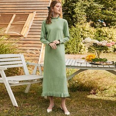 С оборками Одноцветный Повседневный Платья-свитеры Shein