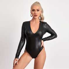 Одноцветный Элегантный Боди Shein