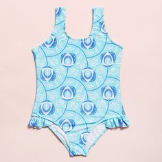 Слитный купальник с принтом для девочек Shein