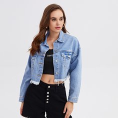 Однотонная джинсовая куртка Shein