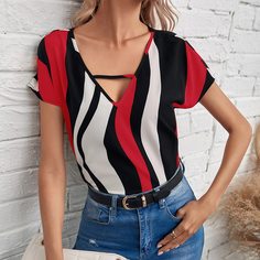Контрастный топ в полоску Shein