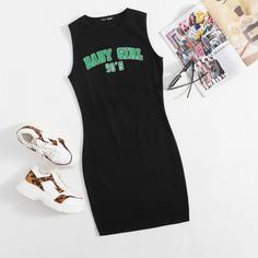 Облегающее платье с текстовым принтом Shein