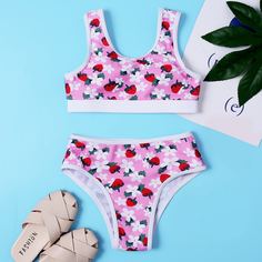 Цветочный милый Купальники для девочек Shein