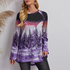 Пейзажный принт Повседневный Футболки Shein