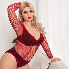 Сетчатое боди размера плюс без комплекта нижнего белья Shein