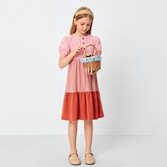 на молнии Контрастный цвет Повседневный Платья для девочек Shein