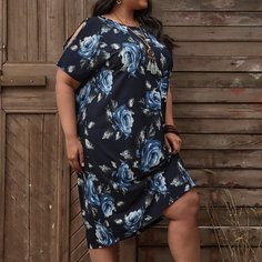 Цветочный Повседневный Платья размер плюс Shein